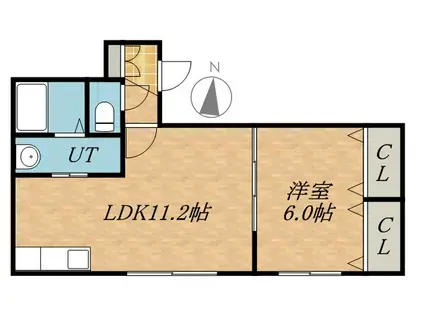 ラフレーズN34 ウエスト(1LDK/3階)の間取り写真