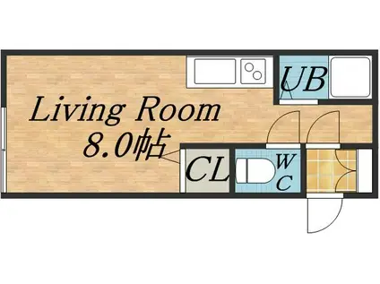 JKステージN14A棟(1K/2階)の間取り写真