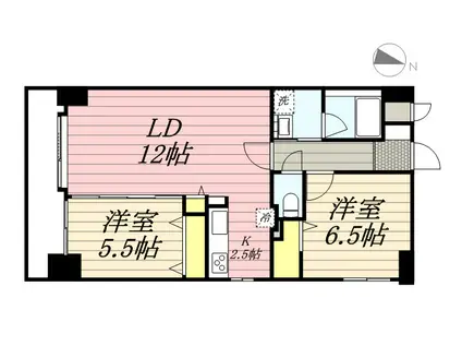 ラディア近代美術館前(2LDK/6階)の間取り写真