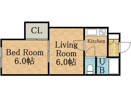 フロンティア1718(1DK/4階)の間取り写真