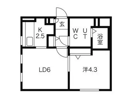 タカライーストヒルズ(1LDK/4階)の間取り写真