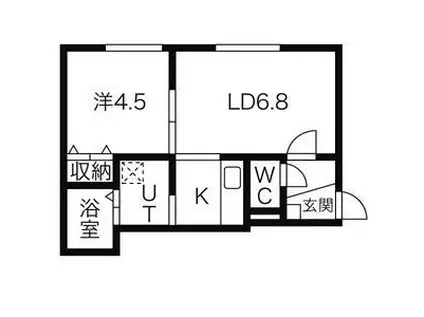 グランド・ルー(1DK/1階)の間取り写真