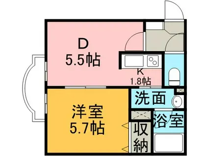 ハーモニーインターシティ環状通東(1DK/3階)の間取り写真