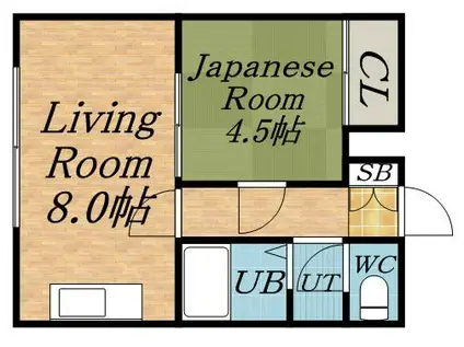 ハイツラブリーエイト(1LDK/3階)の間取り写真