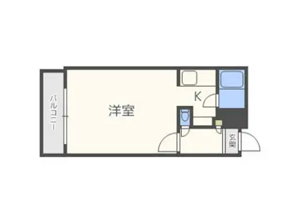 ソーレルハイツ植物園(1K/2階)の間取り写真