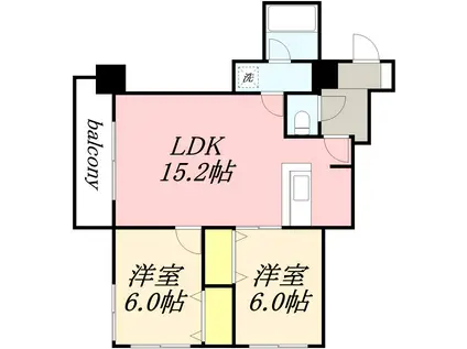 ノルテブリッサ24ロード(2LDK/7階)の間取り写真