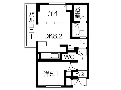 ラ・クラッセ札幌リードスクエア(2DK/2階)の間取り写真
