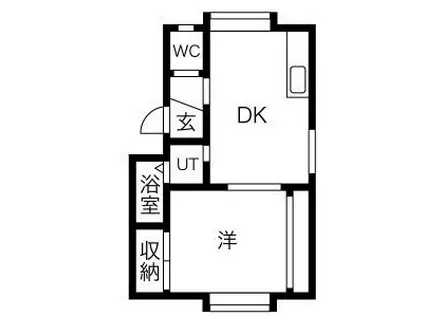 レインボーハウス24(1DK/3階)の間取り写真
