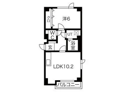 ライトハウス(1LDK/1階)の間取り写真