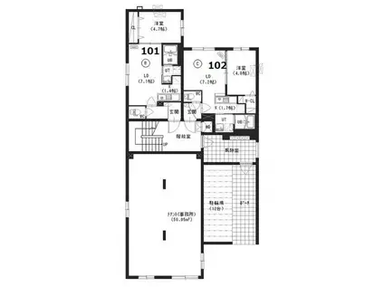 シュエット(1LDK/1階)の間取り写真