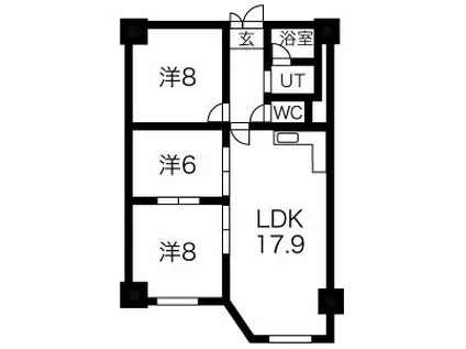 宮の森グランドハイツ(3LDK/3階)の間取り写真