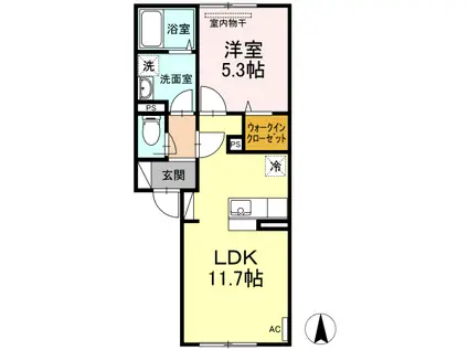グレース ノース38(1LDK/2階)の間取り写真
