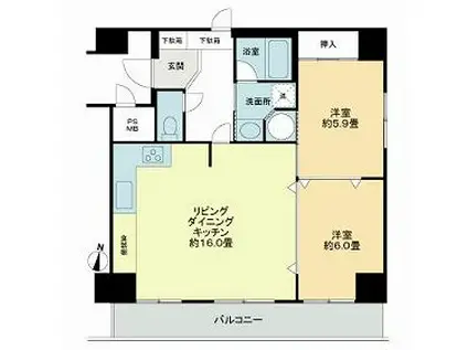 ライオンズマンション第8大通(2LDK/8階)の間取り写真