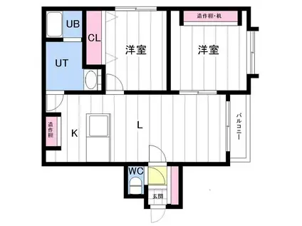 フラット佳月(2LDK/3階)の間取り写真