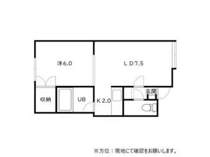 ワールド伏古(1LDK/2階)の間取り写真