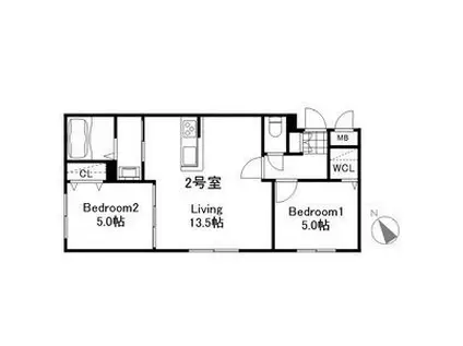 プレスタ北39西5MS(2LDK/1階)の間取り写真
