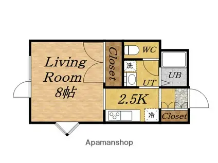 アミティN22(1K/2階)の間取り写真