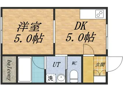 NICO(1DK/1階)の間取り写真