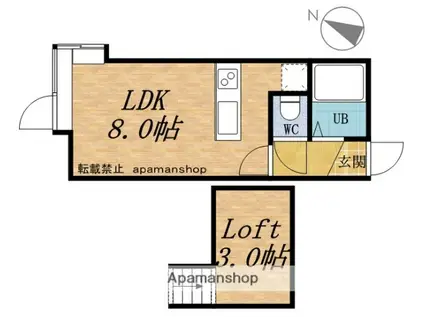 ソニア花園1(1LDK/2階)の間取り写真