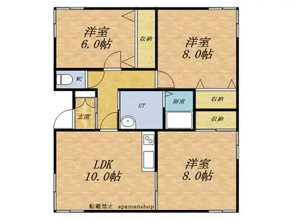 三上ハイツ(3LDK/1階)の間取り写真