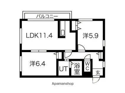 グランシャリオ(2LDK/3階)の間取り写真
