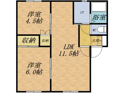 ハイツK&M(2LDK/2階)の間取り写真