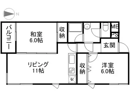 アスティオン奥沢(2LDK/3階)の間取り写真