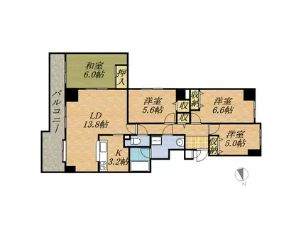 ル・ノール桜(4LDK/4階)の間取り写真