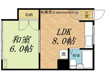 ハイツ東雲(1LDK/2階)の間取り写真