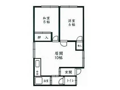 長谷川アパート(2LDK/2階)の間取り写真