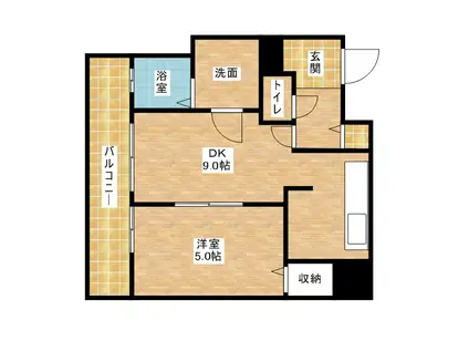 オタルベイサイドシティ7棟(1DK/1階)の間取り写真