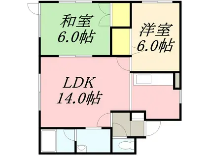 椿通アビタシオン(2LDK/2階)の間取り写真