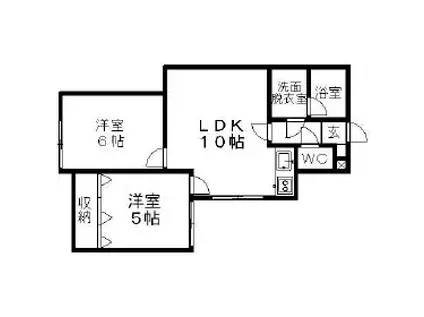 クレアハウス(2LDK/1階)の間取り写真