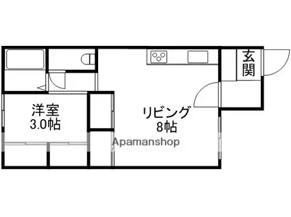 コーポイシイ(1LDK/2階)の間取り写真