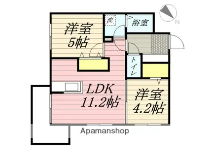 プラージュ銭函(2LDK/4階)の間取り写真