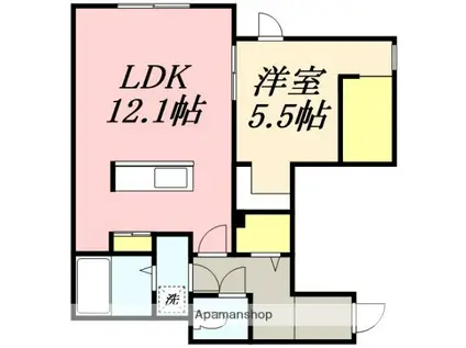 ノルフィーノ グレイス(1LDK/2階)の間取り写真