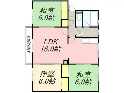 サンリバーオタモイII(3LDK/4階)の間取り写真