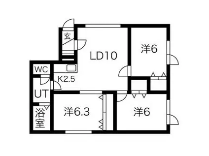 ビンティーノ松ヶ枝(3LDK/3階)の間取り写真