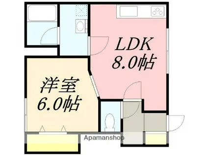 レジデンス21(1LDK/2階)の間取り写真