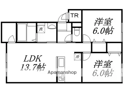 HILLS MINAMI OTARU BLDG(2LDK/2階)の間取り写真