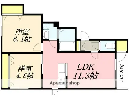 アトリオ色内(2LDK/1階)の間取り写真