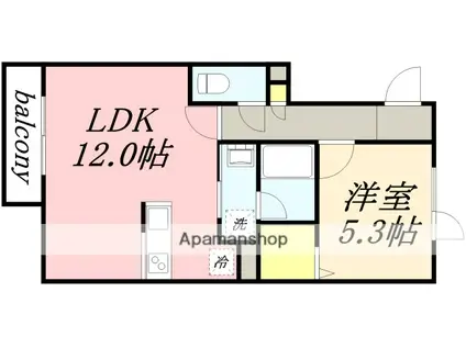 サンリバー富岡(1LDK/2階)の間取り写真