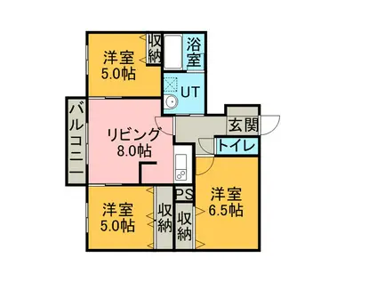 JMMS新光参番館(3LDK/2階)の間取り写真