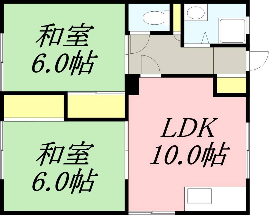 長橋コーポC棟(2LDK/2階)の間取り写真