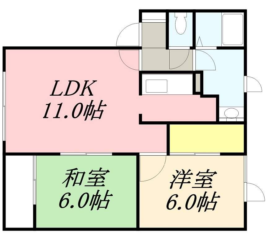 長橋コーポD棟(2LDK/1階)の間取り写真
