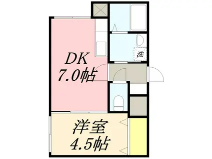 小樽駅前プレジデント(1DK/3階)の間取り写真