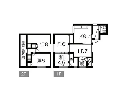 北海道小樽市 2階建 築57年(4LDK)の間取り写真