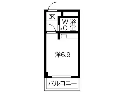 函館本線 朝里駅 徒歩11分 4階建 築38年(ワンルーム/3階)の間取り写真