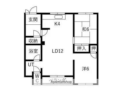 八城マンション(2LDK/2階)の間取り写真