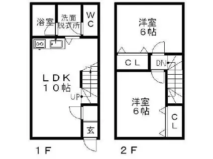 長橋ハイツA棟(2LDK/1階)の間取り写真